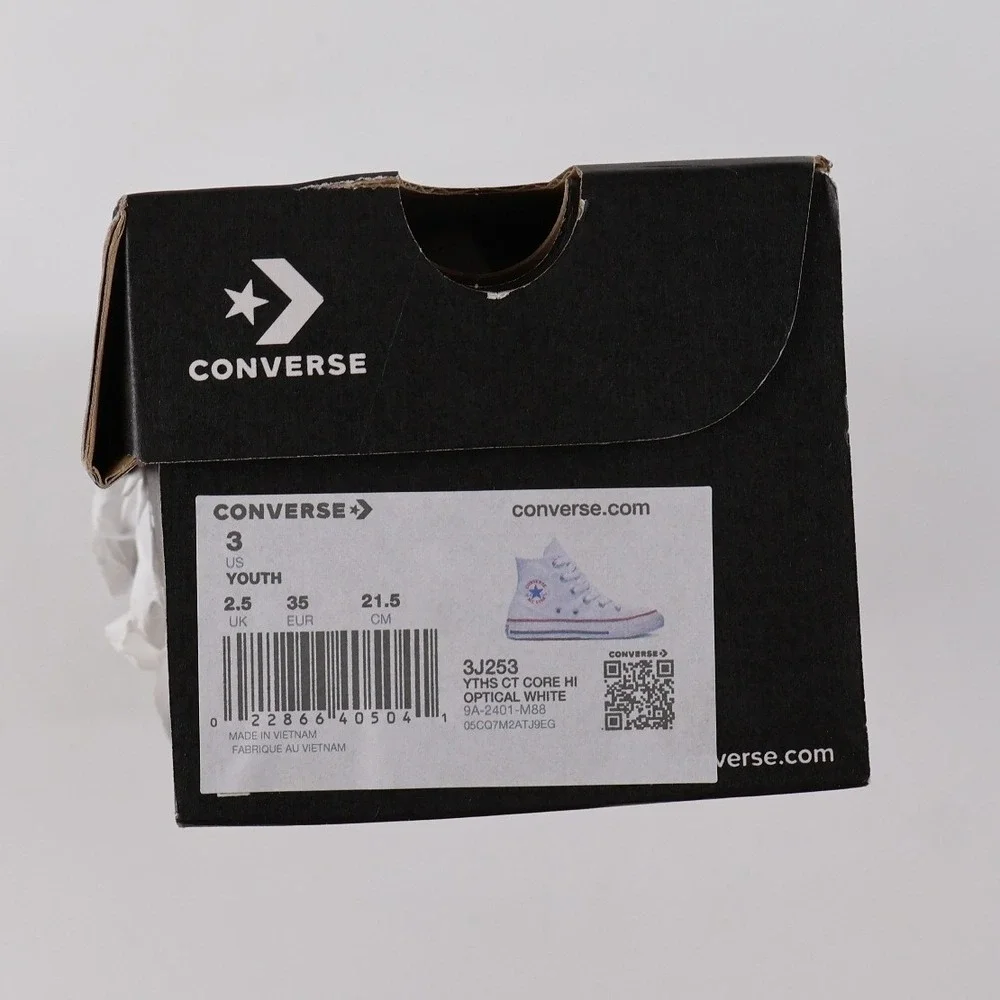Converse Shoes Chuck Taylor All Star High Top Optical White Solid 3Y Canvas NWT